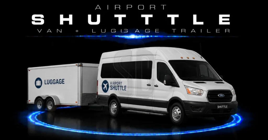 airport-shuttle-van-luggage-trailer