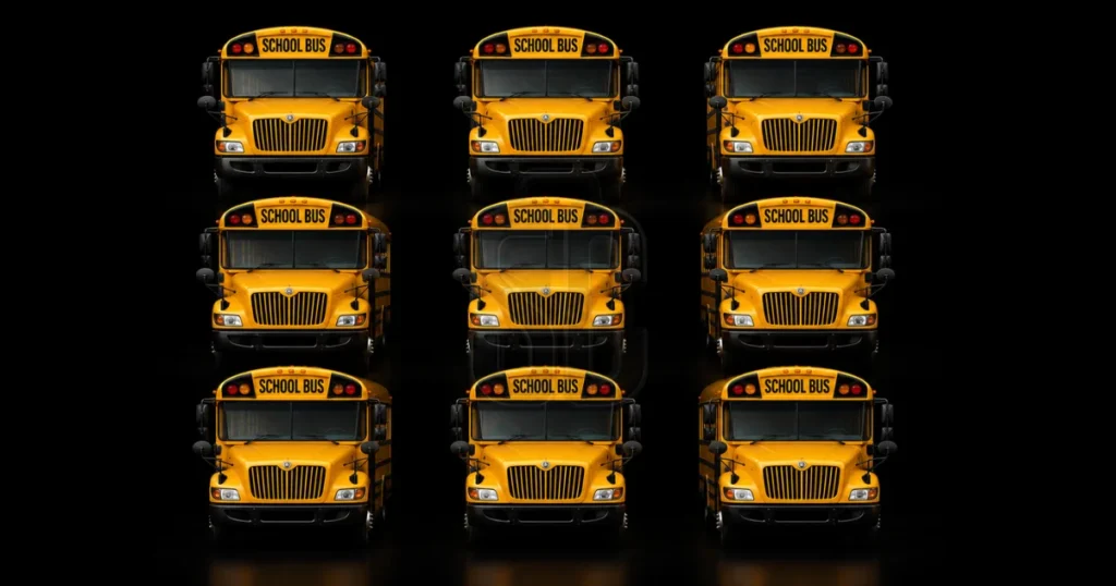 nine-school-buses