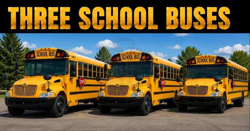three-school-buses